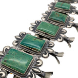 Paul J Begay Navajo Sterling Silver Royston Turquoise Squash Blossom Necklace