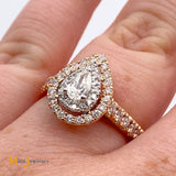 14K Two-Tone Rose White Gold Pear-Shaped 1ctw Diamond Engagement Ring Size 6.75