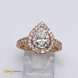 14K Two-Tone Rose White Gold Pear-Shaped 1ctw Diamond Engagement Ring Size 6.75