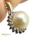 14K White Gold 2.79ct Pearl and 0.09ctw Diamond Dangle Enhancer Pendant