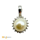 14K White Gold 2.79ct Pearl and 0.09ctw Diamond Dangle Enhancer Pendant
