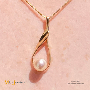 14K Yellow Gold Pearl Slide Pendant