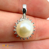 14K White Gold 2.79ct Pearl and 0.09ctw Diamond Dangle Enhancer Pendant