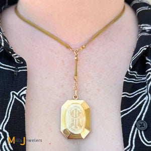 Antique 14K Yellow Gold Photo Keepsake Locket Necklace 16"