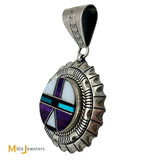 Wilson Padilla Navajo Sugilite Opal Turquoise Black Onyx Sterling Silver 925 Inlay Pendant