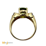14k Yellow Gold 1.76ct Oval Peridot 0.24ctw Diamond Cocktail Ring Size 6.25