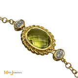 Sophia 18K Two-Tone Yellow White Gold 0.40ctw Diamond Citrine Peridot Smokey Quartz Station Necklace
