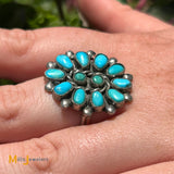 Sterling Silver 925 Petit Point Turquoise Ring Size 7.5
