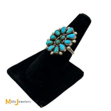 Sterling Silver 925 Petit Point Turquoise Ring Size 7.5