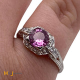 Platinum 0.87ct Pink Sapphire 0.20cts Diamond Cocktail Ring Size 5.25