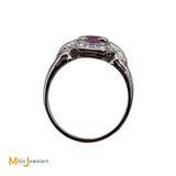 Platinum 0.87ct Pink Sapphire 0.20cts Diamond Cocktail Ring Size 5.25