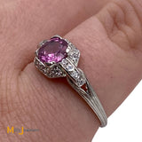 Platinum 0.87ct Pink Sapphire 0.20cts Diamond Cocktail Ring Size 5.25