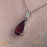 14K White Gold 3.80ct Pink Tourmaline 0.23ct Baguette Diamond Slide Pendant