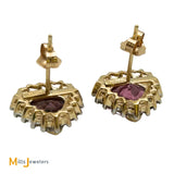 14K Yellow Gold 4.06ctw Heart Shaped Pink Tourmaline & 0.51ctw Diamond Stud Earrings