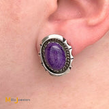 Vintage W Yellowhorse Patricia Platero Navajo Sterling Silver 925 Sugilite Earrings