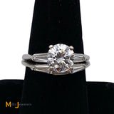 Platinum 1.89ct GIA Round Brilliant D Color VS1 Diamond Bridal Set Size 8.25