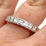 Platinum 5.75ctw Carre Cut Diamond Eternity Band Size 8