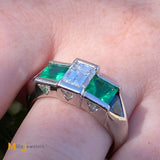 Platinum 1.88cts Diamond 1.22cts Emerald 0.72cts Sapphire Ring Size 9