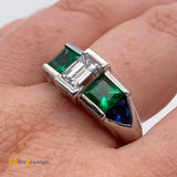 Platinum 1.88cts Diamond 1.22cts Emerald 0.72cts Sapphire Ring Size 9