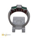 Platinum 1.88cts Diamond 1.22cts Emerald 0.72cts Sapphire Ring Size 9