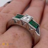 Platinum 1.88cts Diamond 1.22cts Emerald 0.72cts Sapphire Ring Size 9