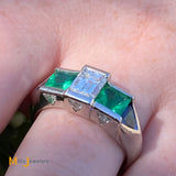 Platinum 1.88cts Diamond 1.22cts Emerald 0.72cts Sapphire Ring Size 9