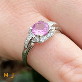 Platinum 0.87ct Pink Sapphire 0.20cts Diamond Cocktail Ring Size 5.25