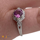 Platinum 0.87ct Pink Sapphire 0.20cts Diamond Cocktail Ring Size 5.25