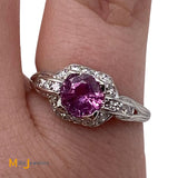 Platinum 0.87ct Pink Sapphire 0.20cts Diamond Cocktail Ring Size 5.25