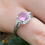 Platinum 0.87ct Pink Sapphire 0.20cts Diamond Cocktail Ring Size 5.25