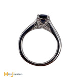 Platinum 0.50ct Sapphire 0.12cts Diamond Band Ring Size 5