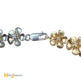 14K Two-Tone Yellow and White Gold 0.30ctw Diamond Plumeria Flower Link Bracelet 6.75"