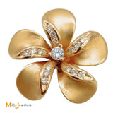14K Yellow Gold 0.30ctw Diamond Plumeria Flower Pendant