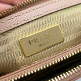 PRADA Saffiano Leather Galleria Lux Double Zip Crossbody Bag in Cammeo Pink