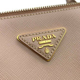 PRADA Saffiano Leather Galleria Lux Double Zip Crossbody Bag in Cammeo Pink