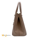 PRADA Saffiano Leather Galleria Lux Double Zip Crossbody Bag in Cammeo Pink