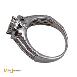 14K White Gold 1.04ctw Princess Cut and Round Brilliant Diamond Ring Size 6.75