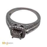 14K White Gold 1.04ctw Princess Cut and Round Brilliant Diamond Ring Size 6.75
