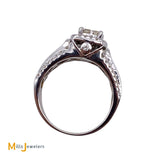14K White Gold 1.04ctw Princess Cut and Round Brilliant Diamond Ring Size 6.75