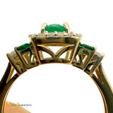 14K Yellow Gold 0.73ctw Emerald 0.17ctw Round Brilliant Diamond Cocktail Ring Size 7.25
