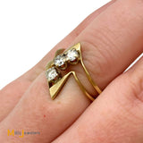 14K Yellow Gold 0.41ctw Round Brilliant Diamond Zig Zag Puzzle Ring Set Size 5