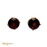 14K Yellow Gold 5.06ctw Round Cut Garnet Stud Earrings