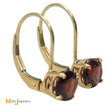 14K Yellow Gold 1.5ctw Red Garnet Lever-Back Earrings