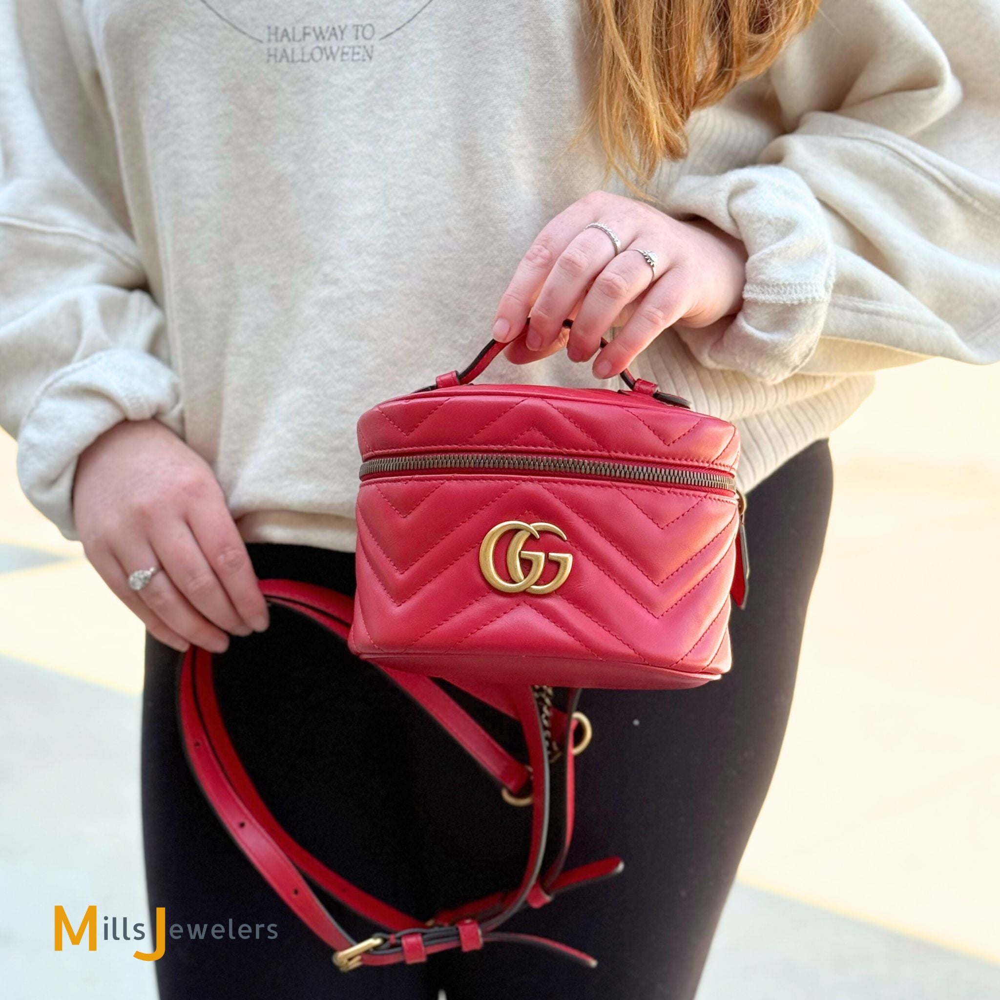 Gucci GG Marmont Mini Vanity Red Leather Backpack – Mills  display picture 1