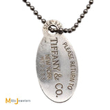 Tiffany & Co. 925 Silver Return to Tiffany Oval Dog Tag Pendant Necklace