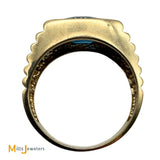 14K Yellow Gold 3.53cts Blue Topaz 0.06ctw Diamond Signet Ring Size 10.75