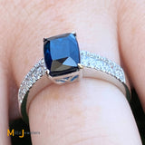 18K White Gold 1.79ct Blue Tourmaline 0.37cts Diamond Ring Size 6.75
