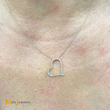 Roberto Coin 18K Rose Gold Slanted Heart 0.20ctw Diamond Necklace