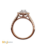 14K Two-Tone Rose White Gold Pear-Shaped 1ctw Diamond Engagement Ring Size 6.75