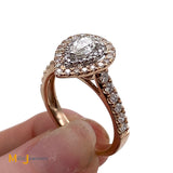 14K Two-Tone Rose White Gold Pear-Shaped 1ctw Diamond Engagement Ring Size 6.75